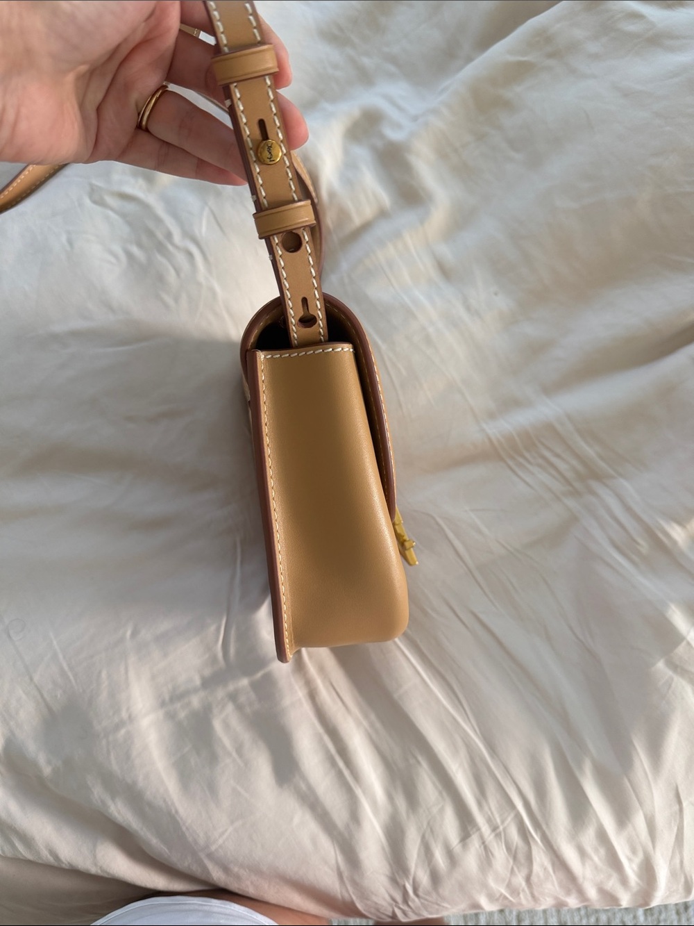 Saint Laurent Tan and Ivory Mini Saddle Bag with Gold YSL Hardware - Picture 5 of 7